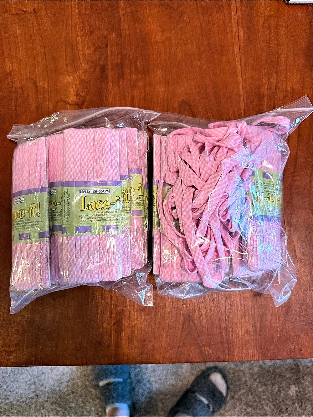 17 Daisy Kingdom Lace-it! Pink Gingham Trim 6 Yards NWT